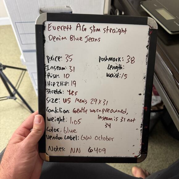 Everett AG Slim Straight Denim Blue Jeans US Men's 29x31 - Picture 8 of 8